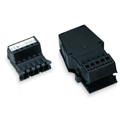 Plug; with strain relief housing; 5-pole; 6,00 mm²; black