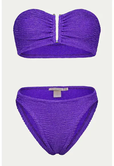Costum de baie cu doua piese si aspect texturat Frida - Violet