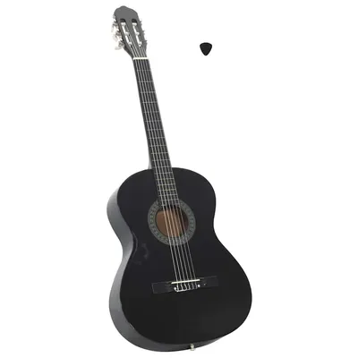 vidaXL Chitară clasică începători, negru, 4/4 39", lemn de tei