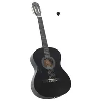 vidaXL Chitară clasică începători, negru, 4/4 39", lemn de tei