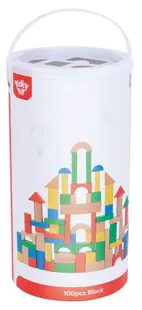 Tooky toys Set de construcții din lemn - într-o găleată, 100 de piese