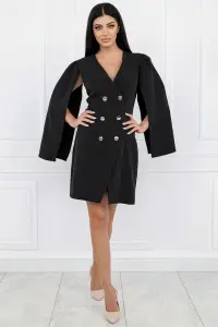 Rochie eleganta tip sacou cu maneci ample si nasturi aurii