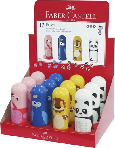 Ascutitoare simpla cu radiera animale Faber Castell
