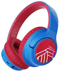 Căști cu microfon pentru copii PowerLocus - Bobo, wireless, albastru/roșu