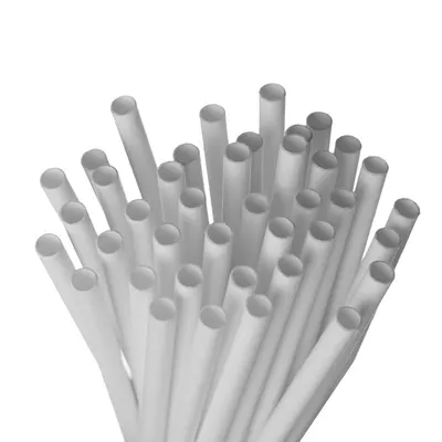 Paie Biodegradabile, Compostabile de Hartie, Albe, 6 mm, 50 buc