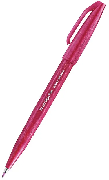 Marker pensula Pentel Sign Pen - SES15C, bordo