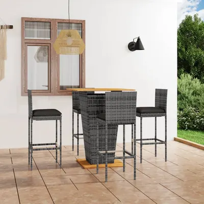 Gossi set mobilier bar de gradina cu perne, 5 piese, gri, poliratan