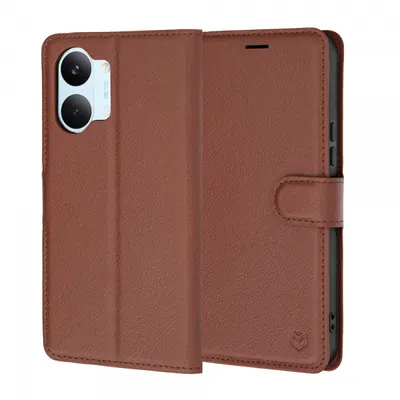 Husa pentru Xiaomi Poco X8 Pro Max, Techsuit, Leather Folio, Maro