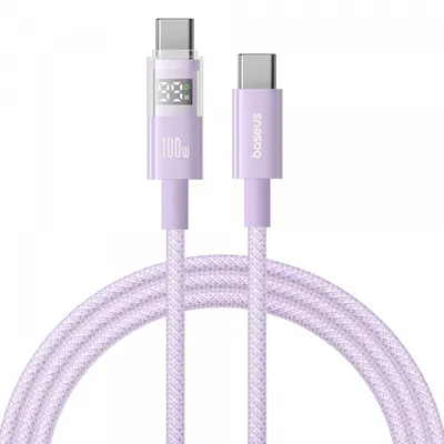 Cablu Date si Incarcare USB-C - USB-C Baseus Display 2, 100W, 1m, Mov P10382702511-00