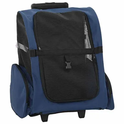 Gossi carucior pentru animale de companie 3 in 1, design albastru, 48x32x57 cm, material oxford