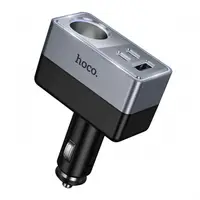 Incarcator Auto HOCO Z65A, 165W, 3A, 1 x Extensie Bricheta - 1 x USB-A - 2 x USB-C, Negru