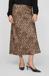 FustAƒ Midi SatinatO cu Print Leopard
