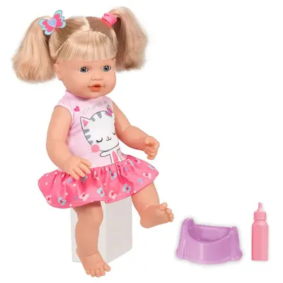 Bebelus cu par si Biberon Loko Toys 40 cm