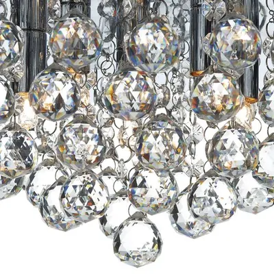 Lampa tavan Pluto 5 Light Flush Polished Chrome Crystal Glass Droppers