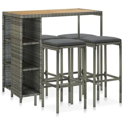 Gossi set mobilier bar de gradina cu perne, 5 piese, gri, poliratan