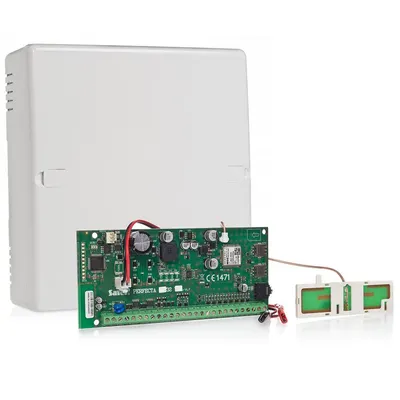 Centrala alarma antiefractie Satel PERFECTA 32 SET-A, 2 partitii, 8-32 zone, 4-12 iesiri, 15 utilizatori, antena