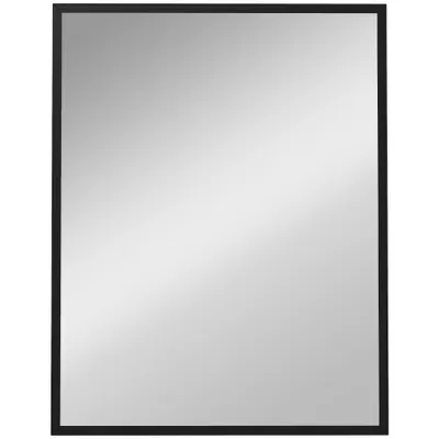 HOMCOM Oglindă de perete rectangulară 90 x 70 cm, cadru din lemn negru, ideală pentru baie, living sau dormitor | Aosom Romania