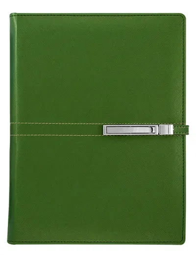 Agenda din piele Alicante Superior A5 - Verde inchis, cu inele si incuietoare