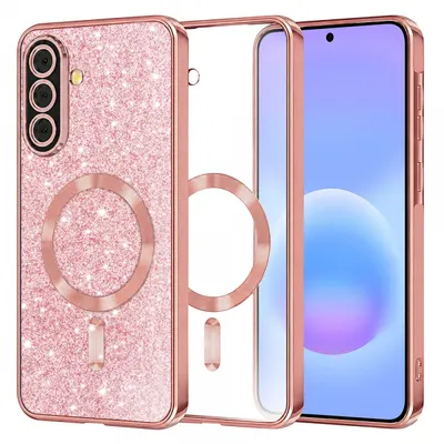 Husa MagSafe pentru Samsung Galaxy A57 5G, Techsuit, Luxury Glitter, Roz Aurie