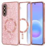 Husa MagSafe pentru Samsung Galaxy A57 5G, Techsuit, Luxury Glitter, Roz Aurie