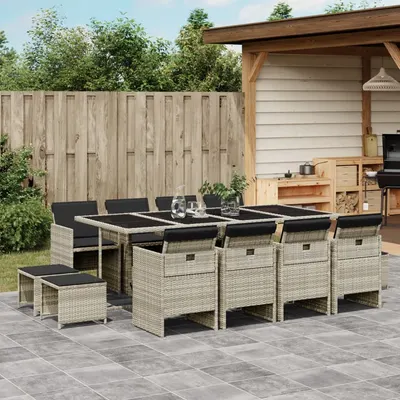 Gossi set mobilier de gradina cu perne 13 piese gri deschis poliratan