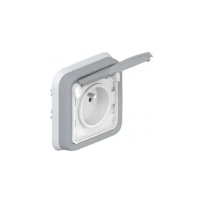 priza Plexo IP55 - Fr standard - 2P+E + shutters - flush mounting - gri