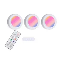 Set 3 Lumini pentru dulap Rotunde cu 5 moduri de iluminare si Telecomanda