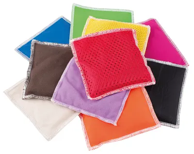 Set de 10 pernuțe textile cu granule, 12,5 x 12,5 cm