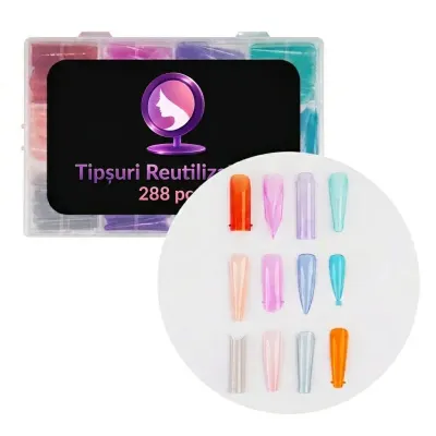 Tipsuri Reutilizabile Dual Forms Color Mix | 12 Forme, 288 Bucati
