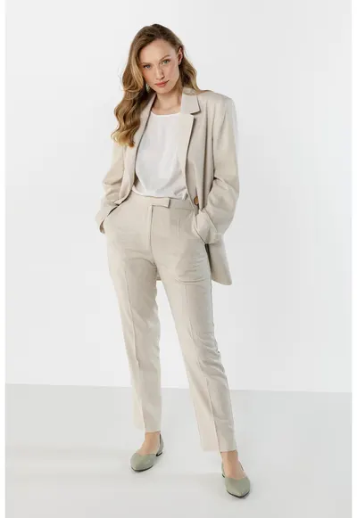 Pantaloni dama - A773 - bej - bumbac