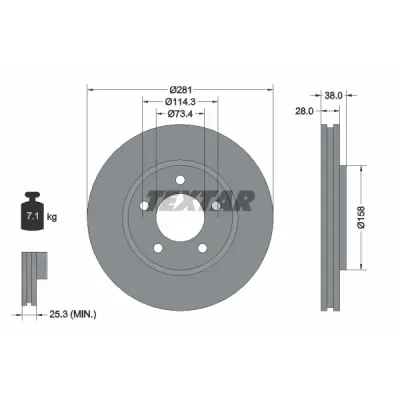 Disc frana TEXTAR 92108300