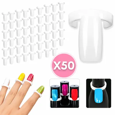 Tipsuri Inel pentru Expunere Culori, Set 50 buc pentru Ojă Semipermanentă și Nail Art