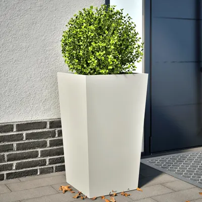 Gossi jardiniere de gradina, 2 buc., alb, 45x45x75 cm, otel