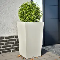 Gossi jardiniere de gradina, 2 buc., alb, 45x45x75 cm, otel