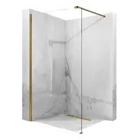 Paravan dus sticla securizata easy clean walk-in 90x200 cm, auriu periat, Mediterraneo Foxy