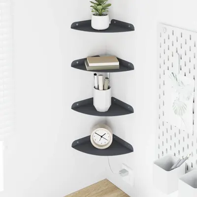 vidaXL Raft Suspendat pentru Colț 4 buc. Antracit 18 x 18 x 2 cm