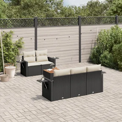 Gossi set mobilier de gradina cu perne, 6 piese, negru, poliratan