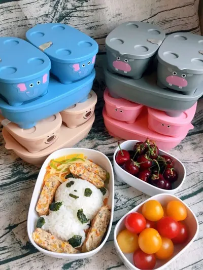 Set caserole hrana cu capac Bentomals To Go oita
