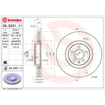 Disc frana BREMBO 09.D251.11