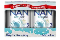 Pachet Nan 3 Optipro 1-2 ani, 2 x 800g, Nestle