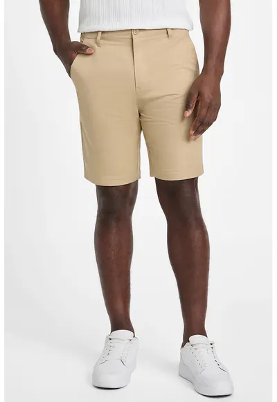 Pantaloni scurti uni din amestec de in - Bej deschis