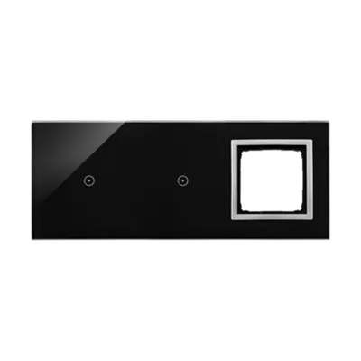 Panou Touch 3 module, module 1 si 2: comenzi touch, modul 3: 1 spatiu pentru modul argintiu Simon 54, sticla neagra