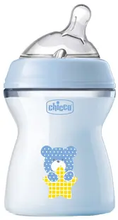 Biberon Chicco Natural Feeling - Cu suzetă din silicon, 250 ml, pentru băieți, sortiment