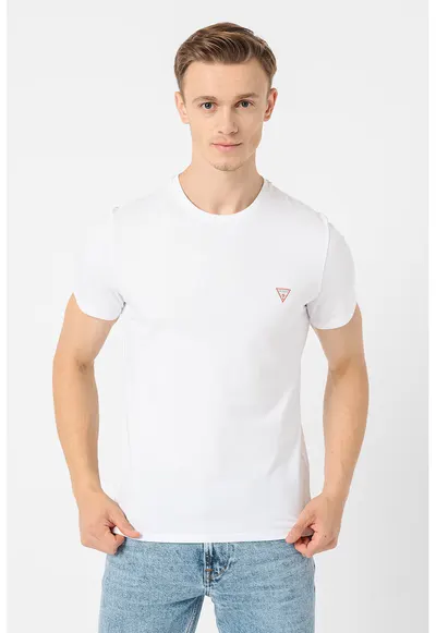 Tricou slim fit de bumbac - Alb