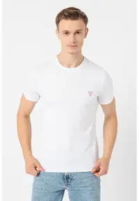 Tricou slim fit de bumbac - Alb