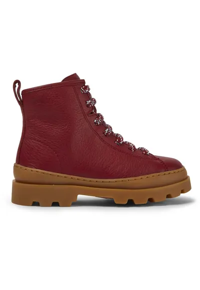 Ghete de piele cu aplicatie logo discreta Brutus 609 - Rosu inchis