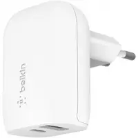 Incarcator Retea Belkin BoostCharge Dual, 37W, 3A, 1 x USB-A - x USB-C, Alb WCB007vfWH