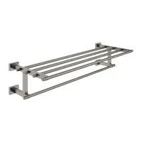 Suport prosop Grohe Essentials Cube 40512AL1, 600 mm, 4 brate, fixare ascunsa, mat, Hard Graphite