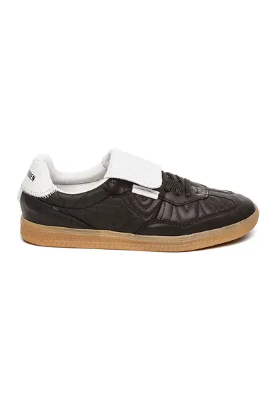 Pantofi sport de piele cu cusaturi decorative - Alb/Negru