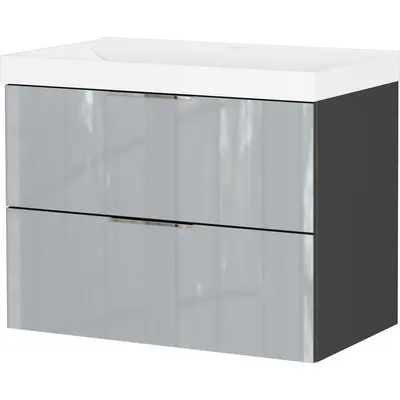 Dulap sub chiuvetă gri suspendat cu aspect lucios 81x65 cm Celano – Germania